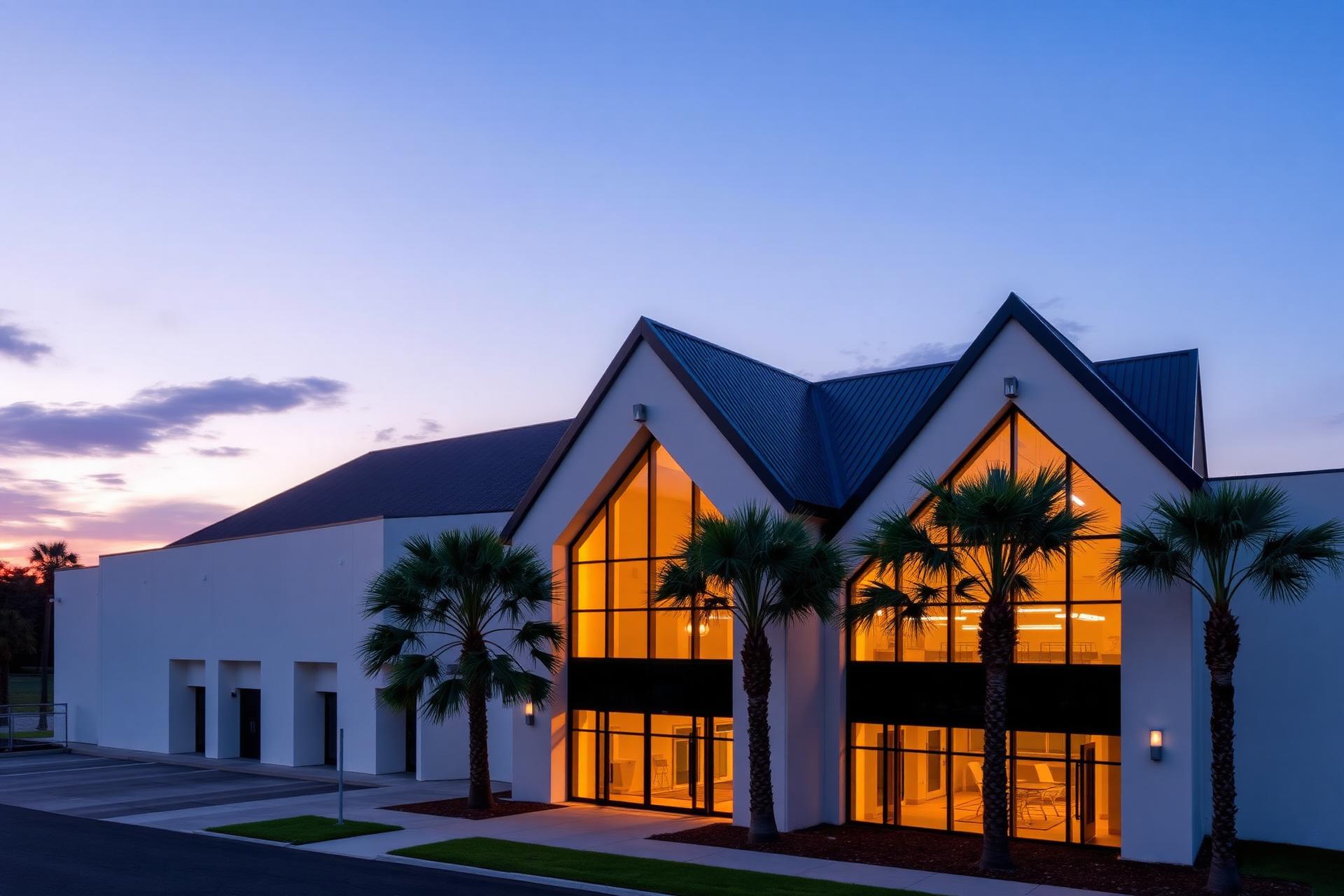 Verdana Village Sports Complex Center at dusk